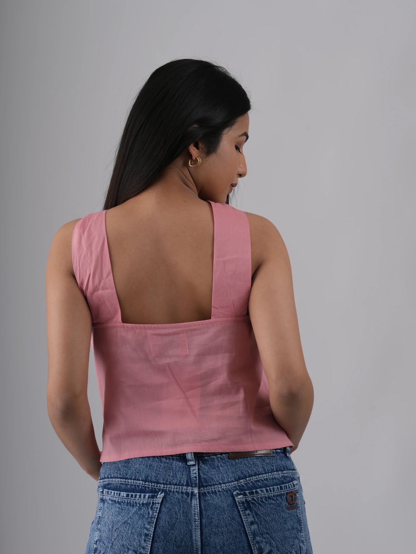 Flex Pink Crossbelt Halter Neck Top