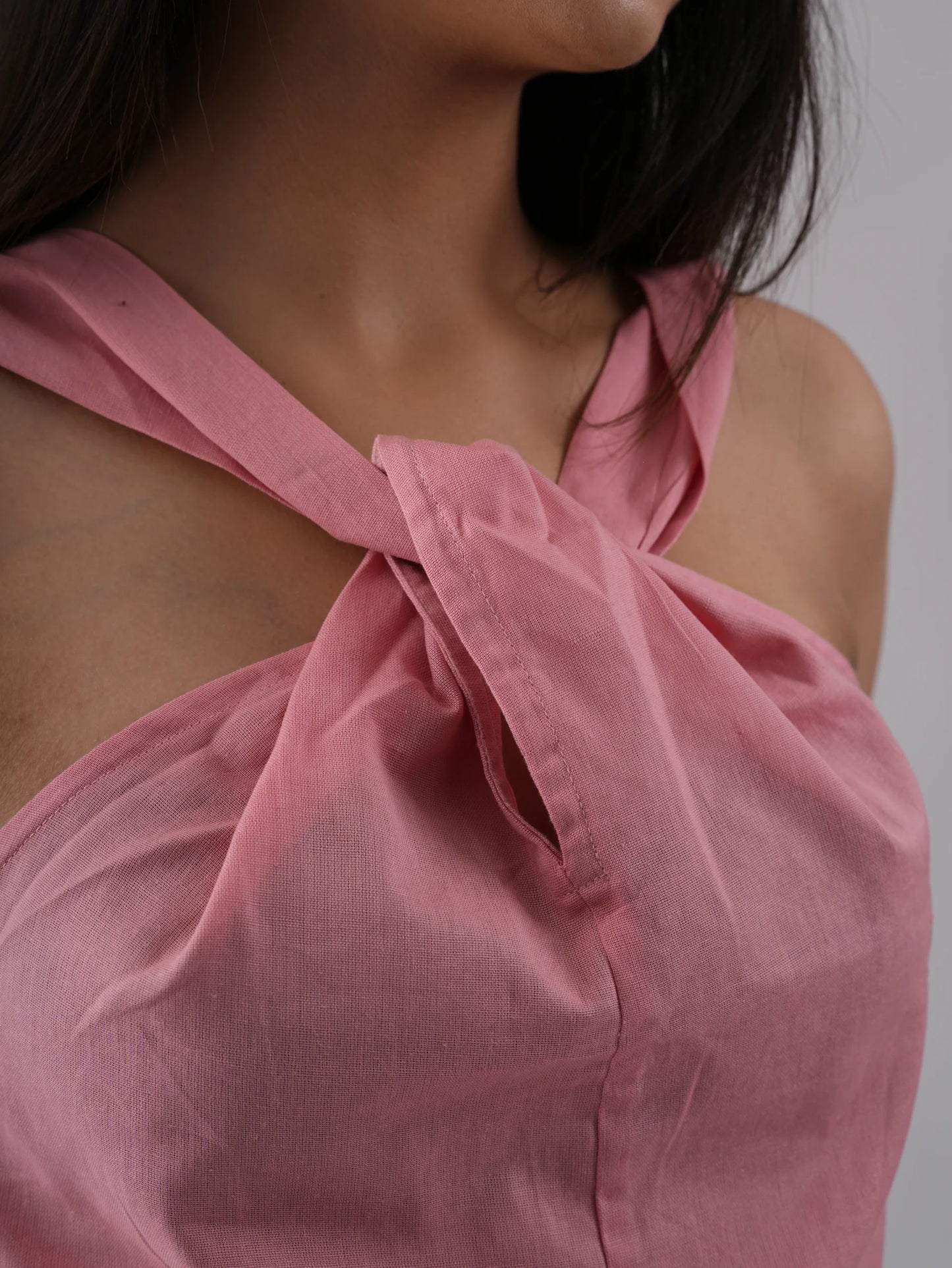 Flex Pink Crossbelt Halter Neck Top