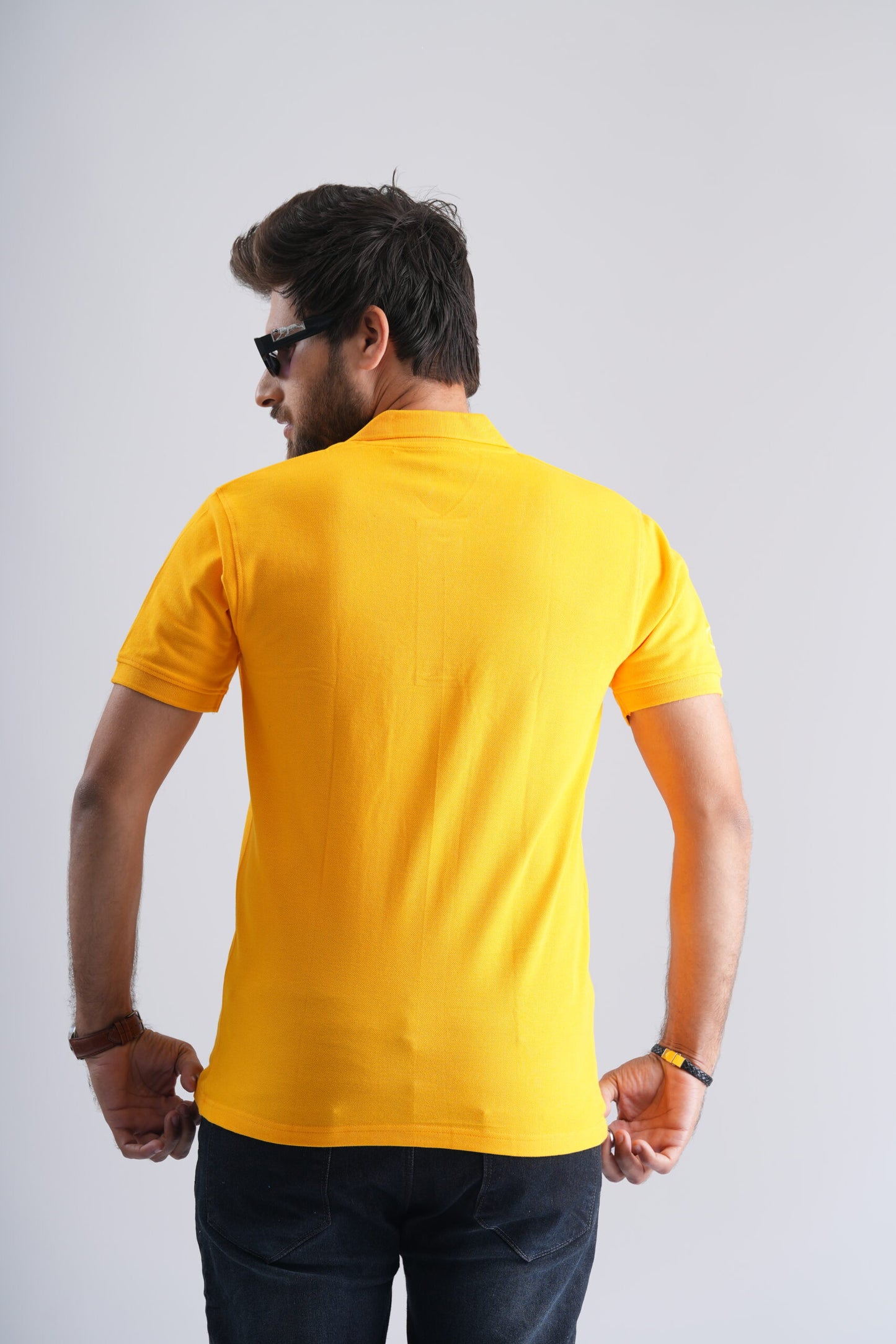 Yellow Polo T-Shirt with Cocktail Embroidery