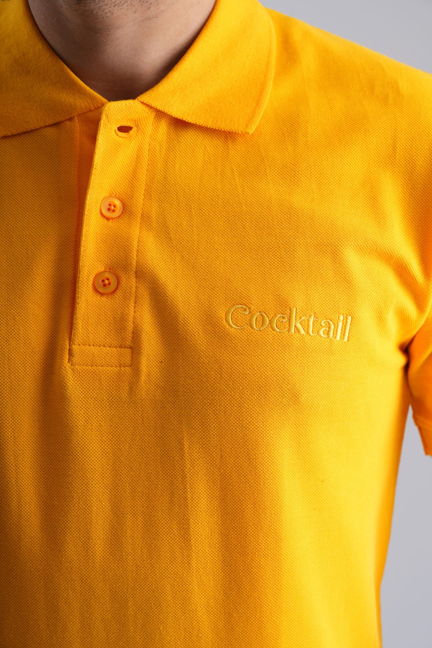Yellow Polo T-Shirt with Cocktail Embroidery