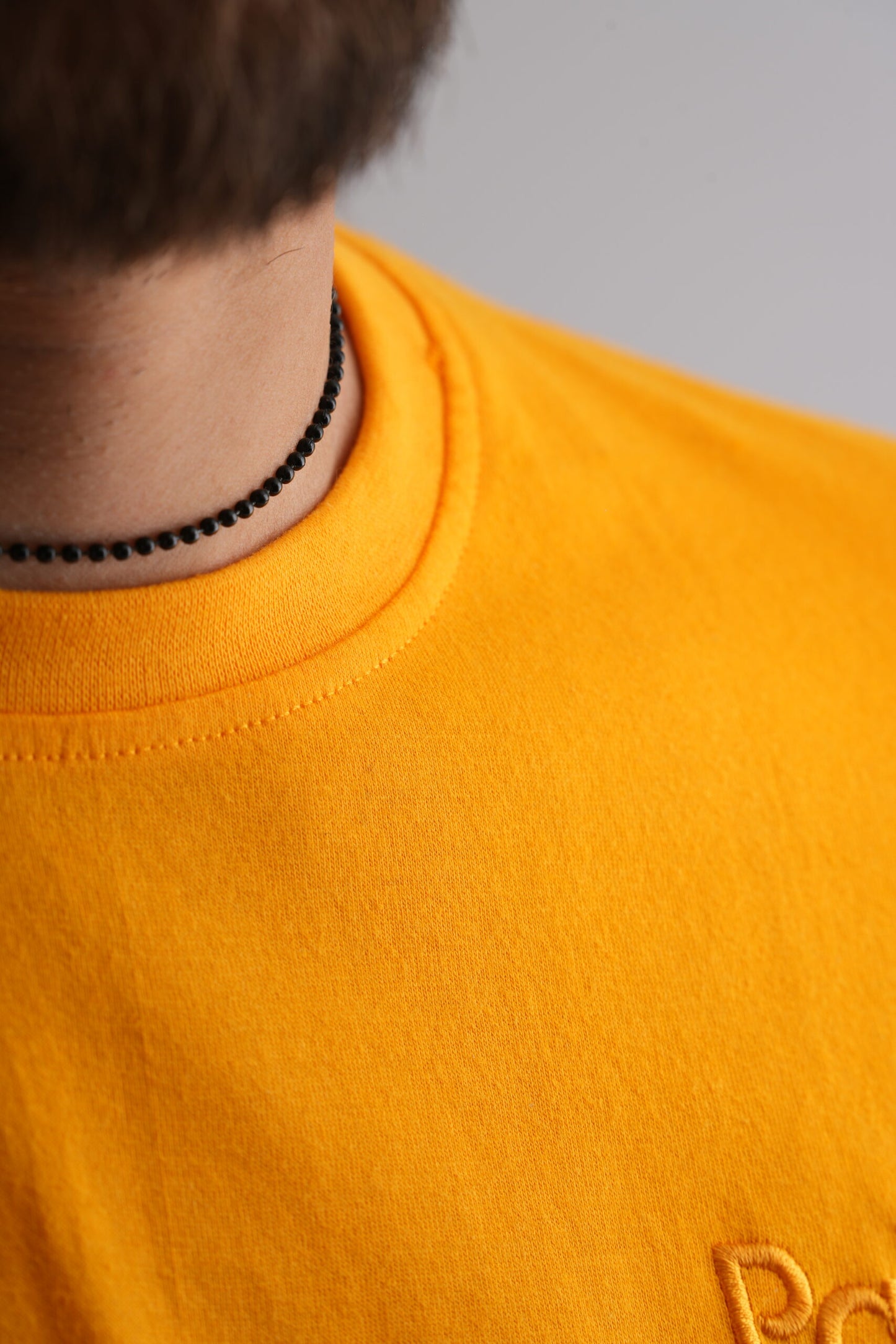 Yellow Round Neck T-Shirt with Pablo Embroidery