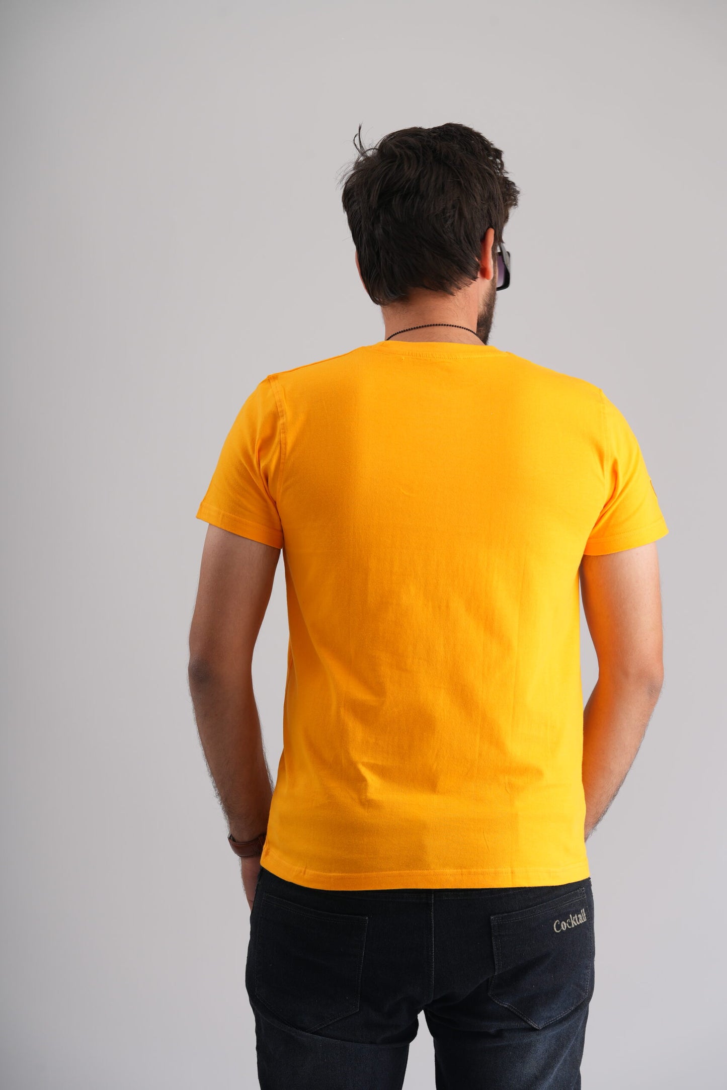 Yellow Round Neck T-Shirt with Pablo Embroidery