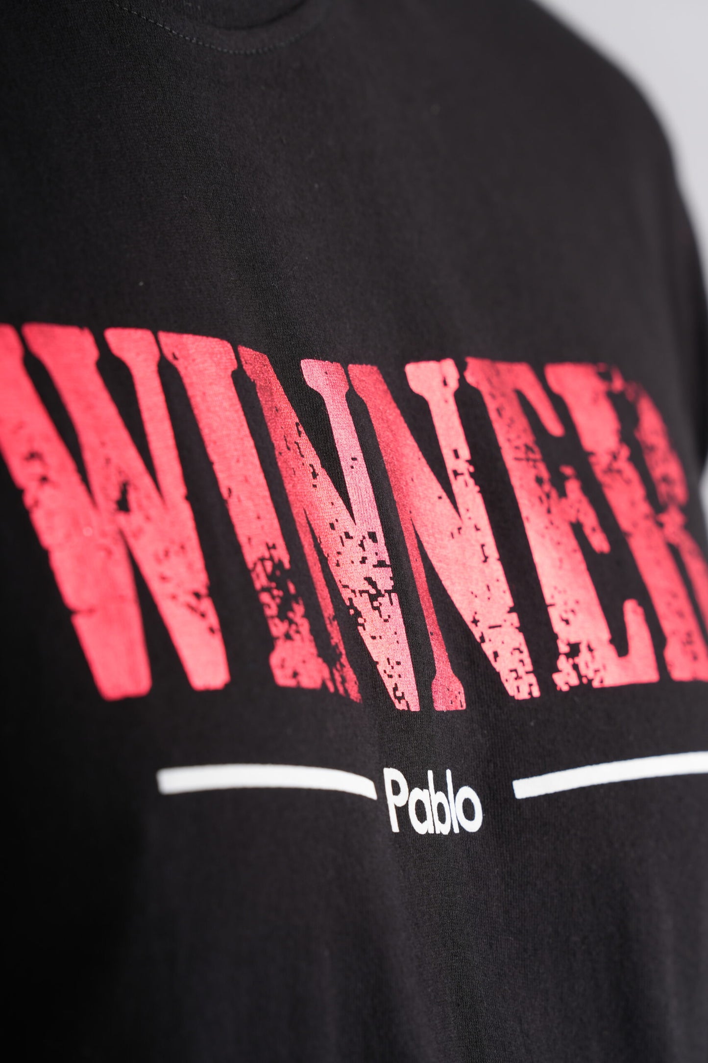 Winner Red Print Black Party-Wear T-Shirt