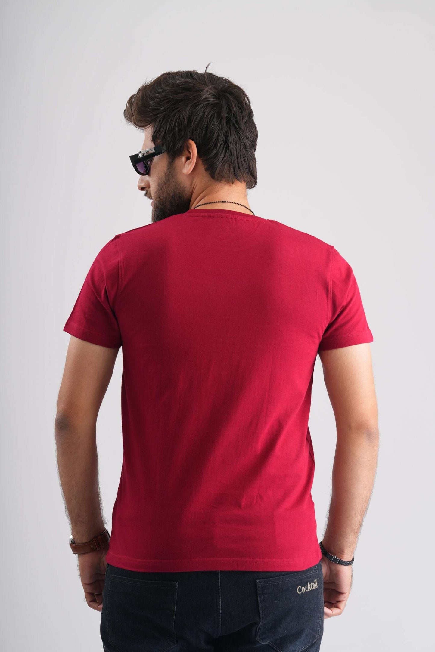 Maroon Round Neck T-Shirt with Pablo Embroidery