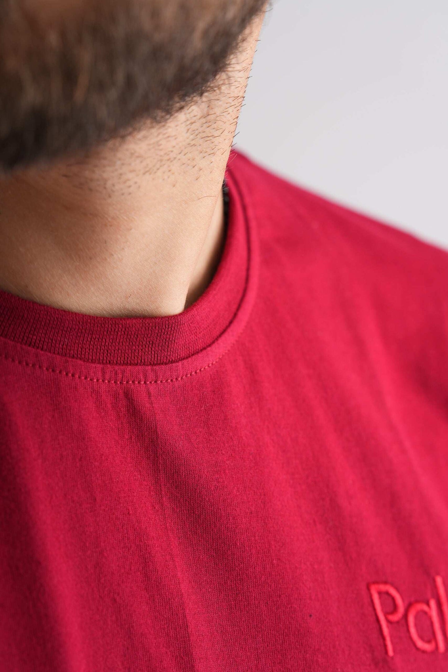 Maroon Round Neck T-Shirt with Pablo Embroidery