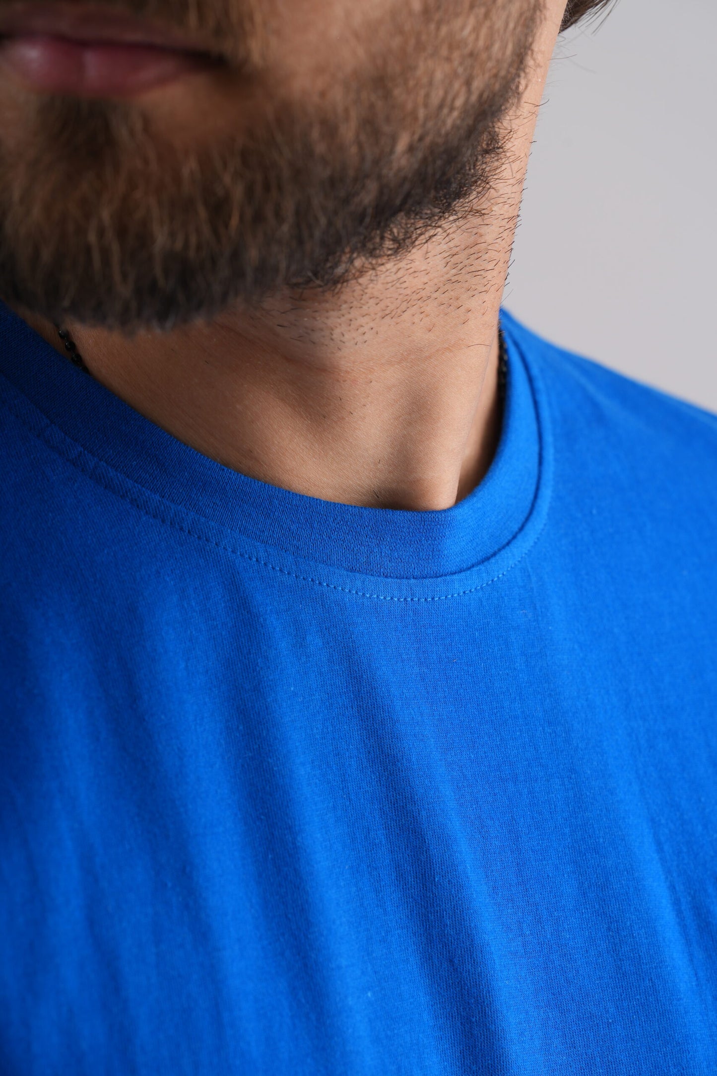 Blue Round Neck T-Shirt with Pablo Embroidery