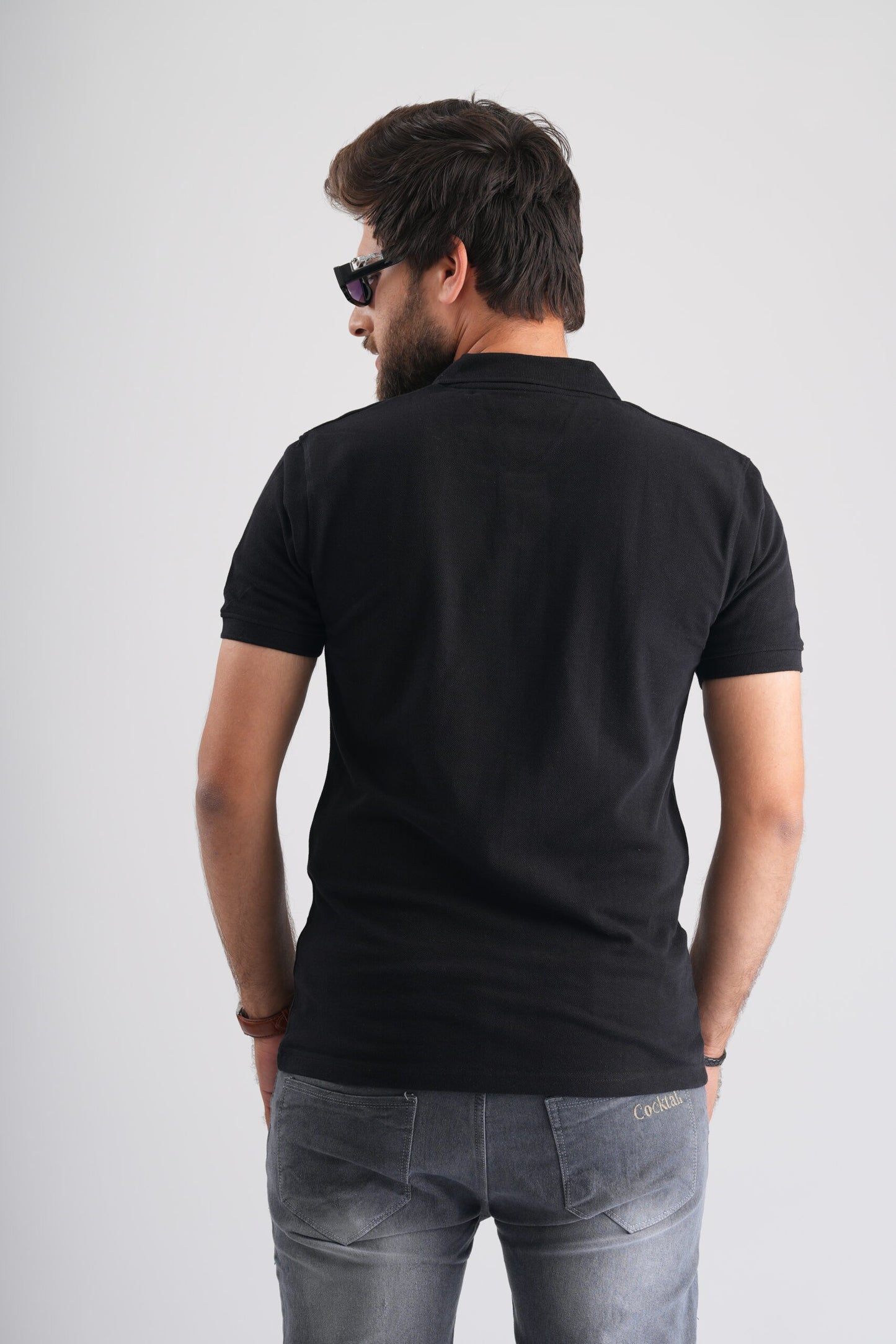 Black Polo T-Shirt with PB Embroidery
