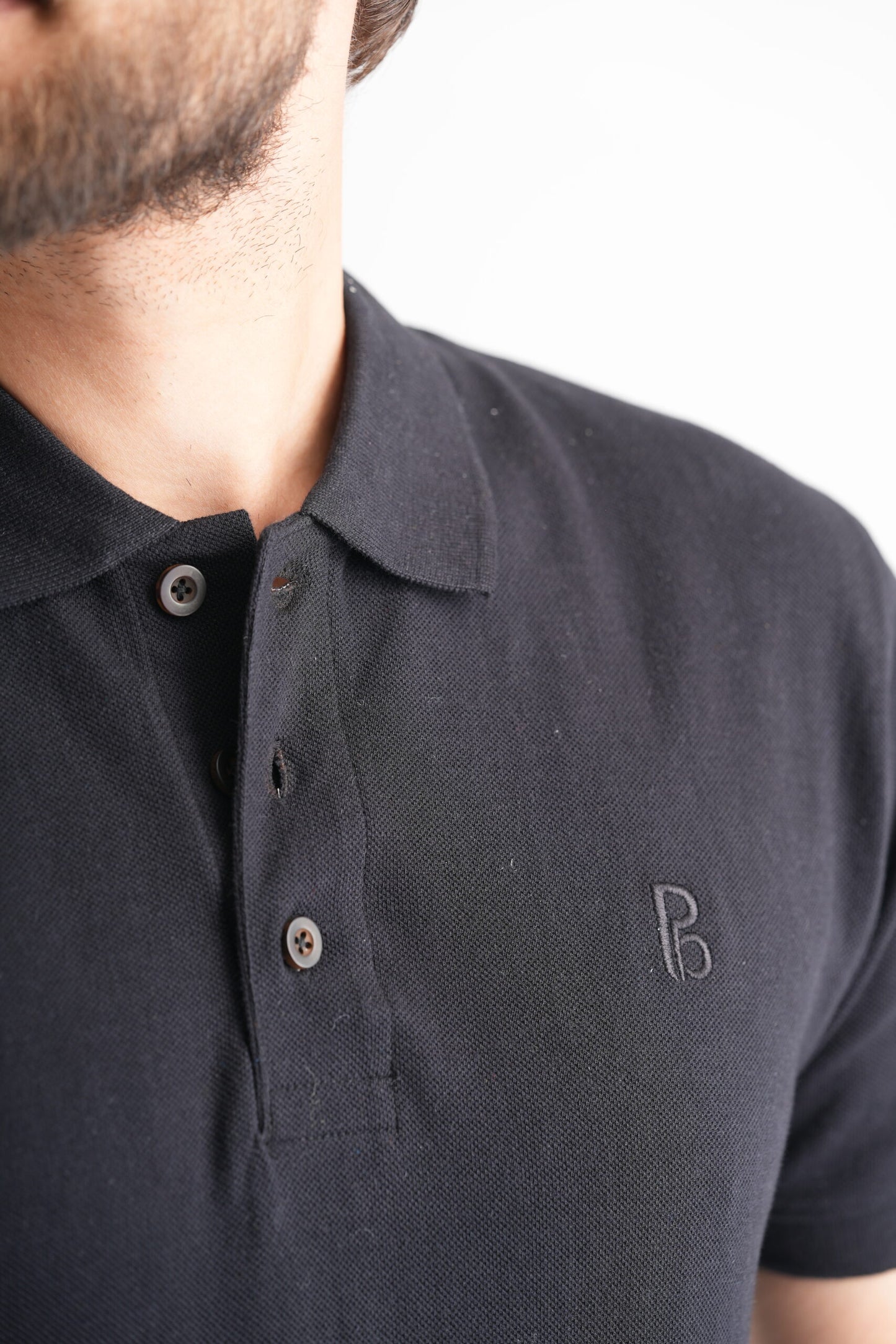 Black Polo T-Shirt with PB Embroidery