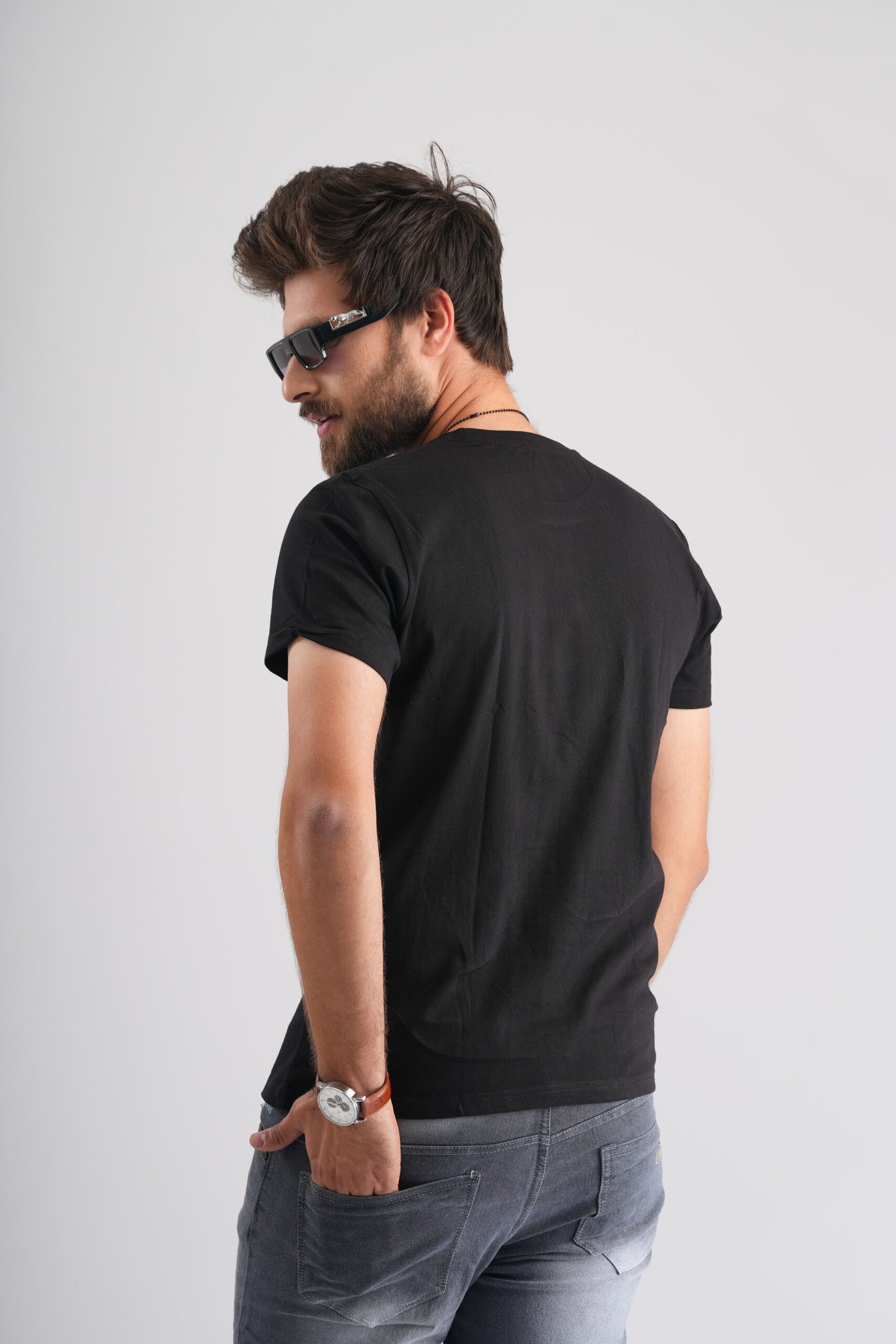 Magical Green Print Black Party-Wear T-Shirt