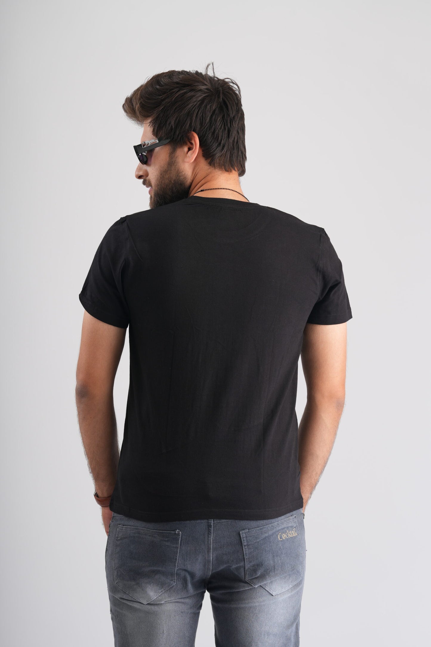 Magical Green Print Black Party-Wear T-Shirt