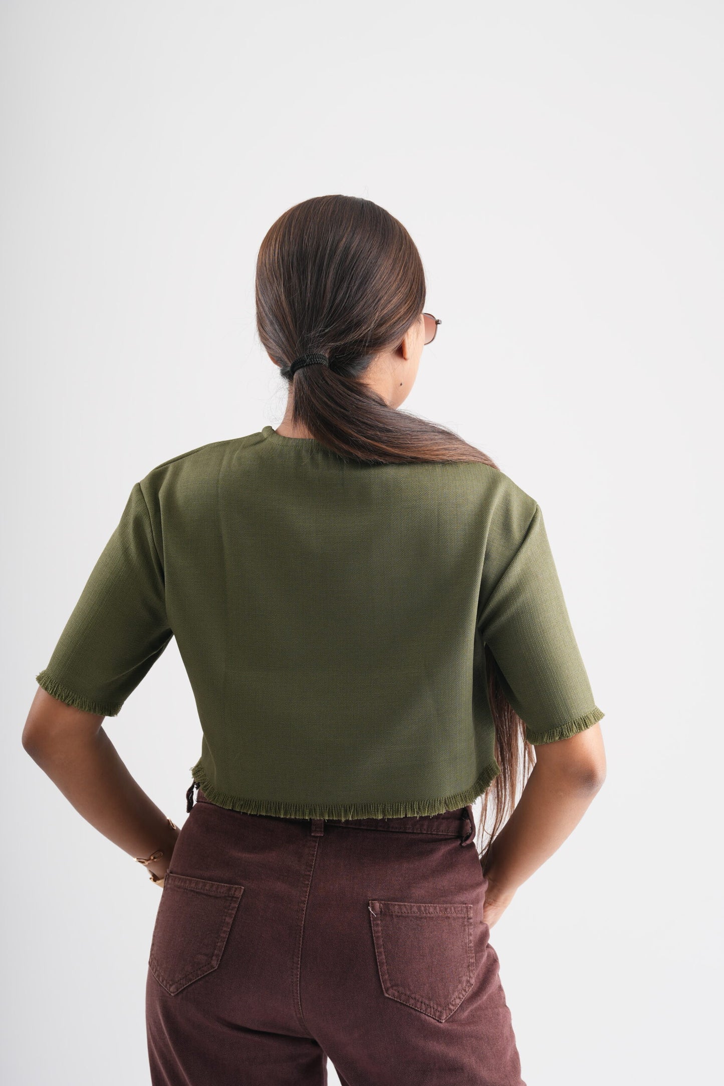Women Sage Green Crop Top