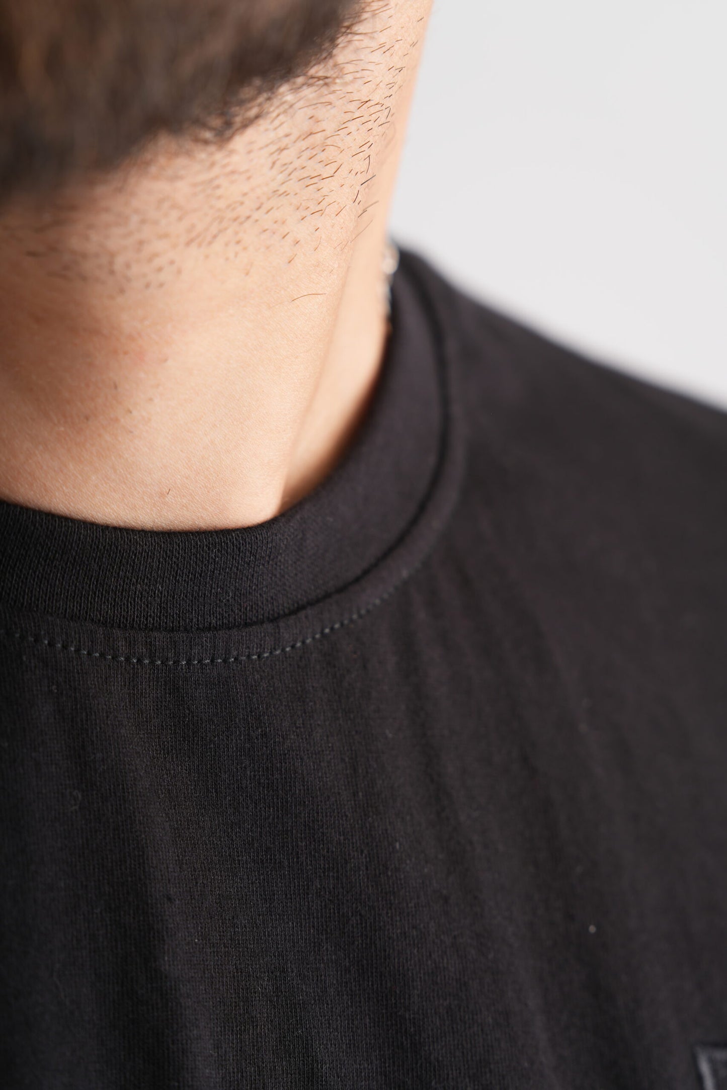 Black Round Neck T-Shirt with Pablo Embroidery