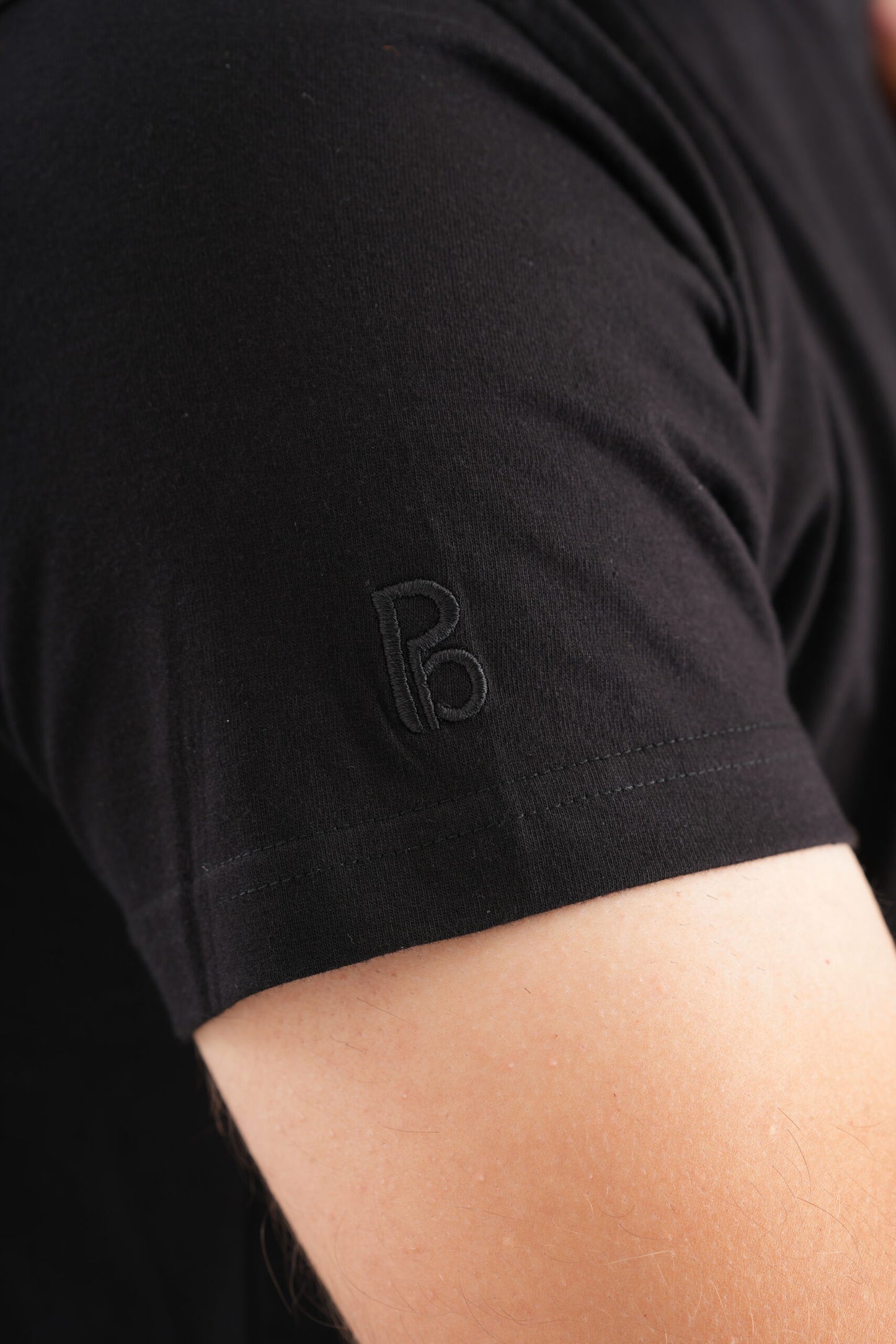 Black Round Neck T-Shirt with Pablo Embroidery
