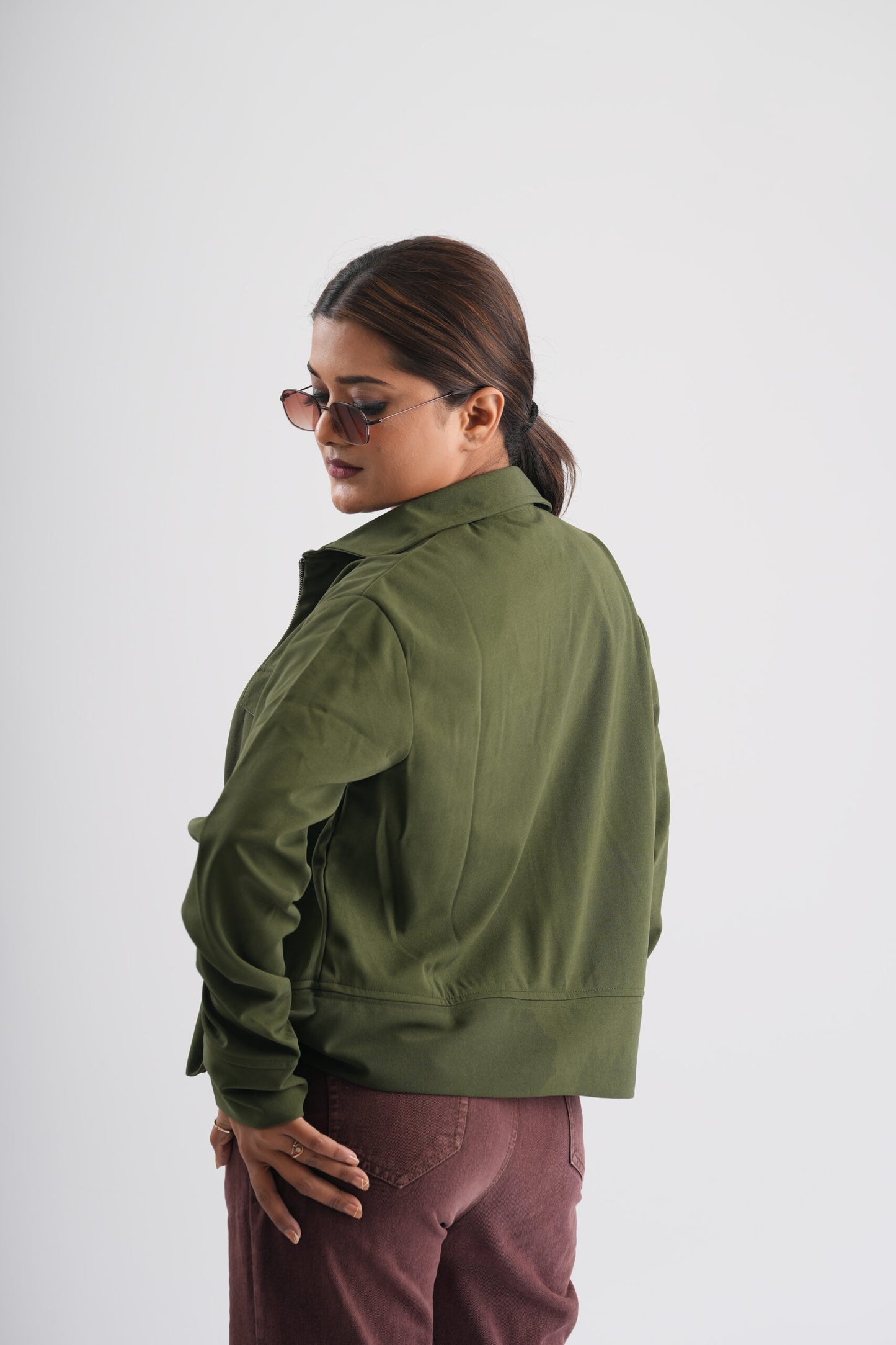 Olive Green Women’s Crop Jacket
