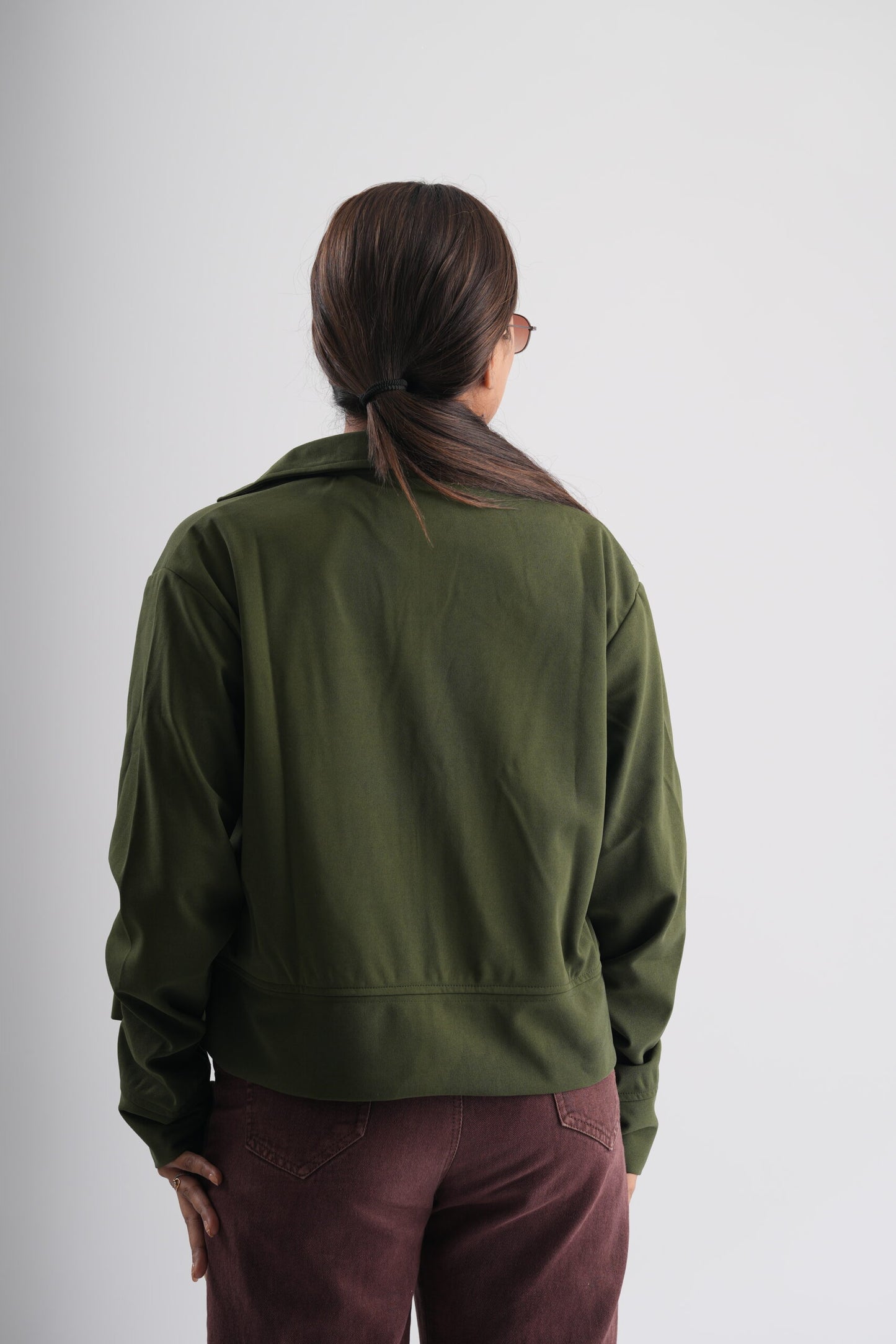 Olive Green Women’s Crop Jacket