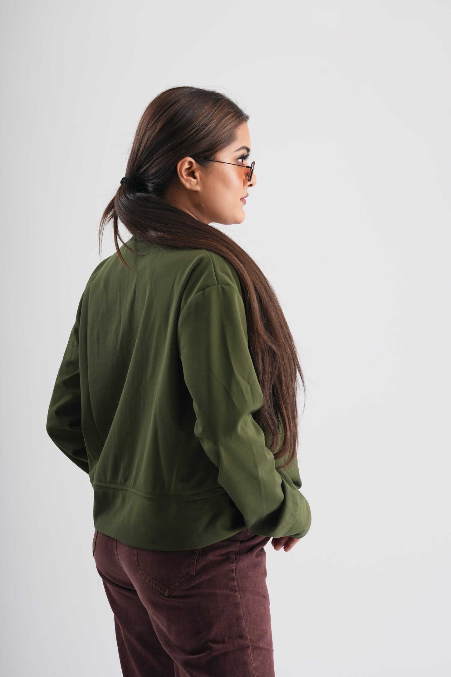 Olive Green Women’s Crop Jacket