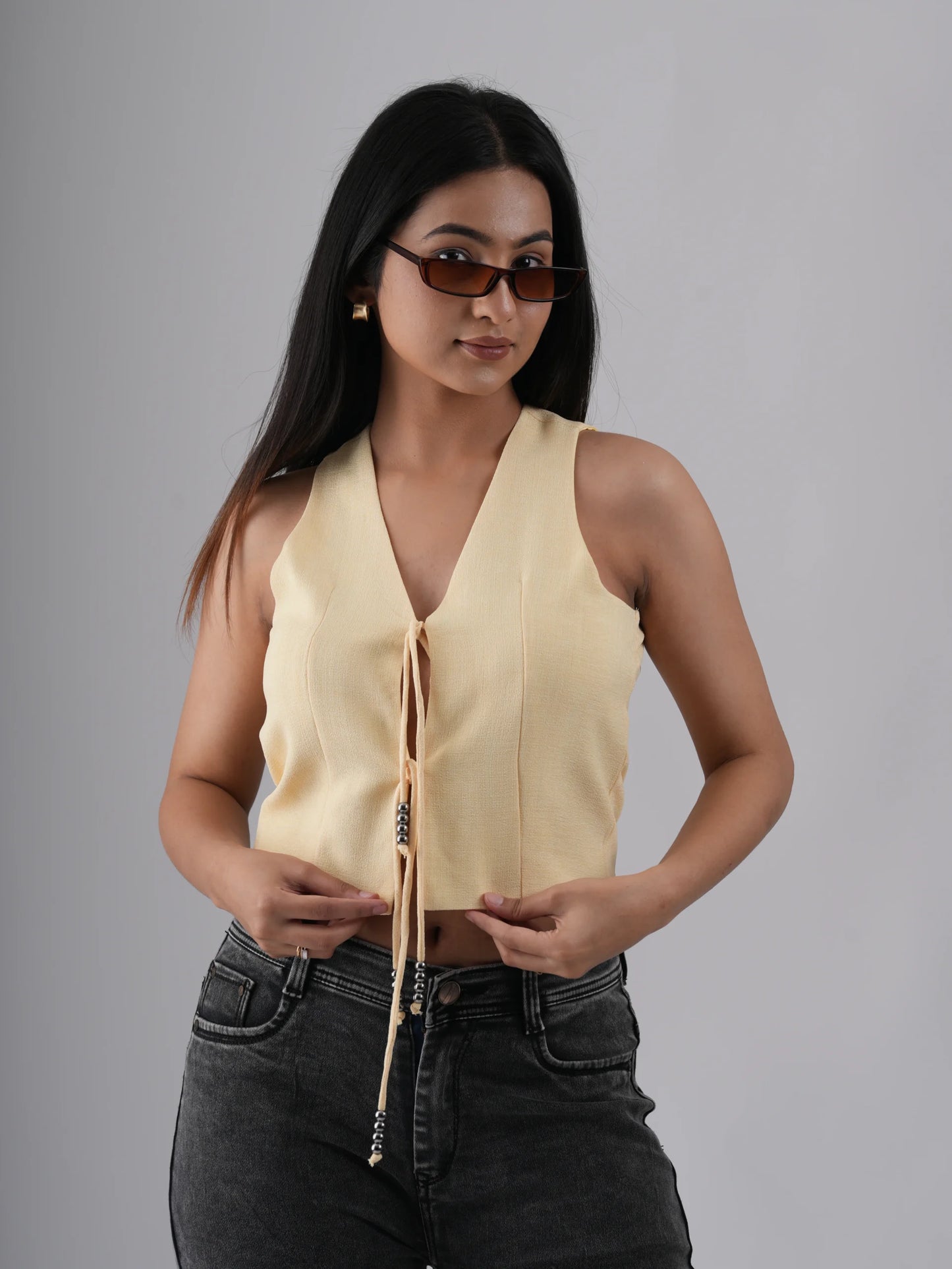 Women Front Open String Waistcoat