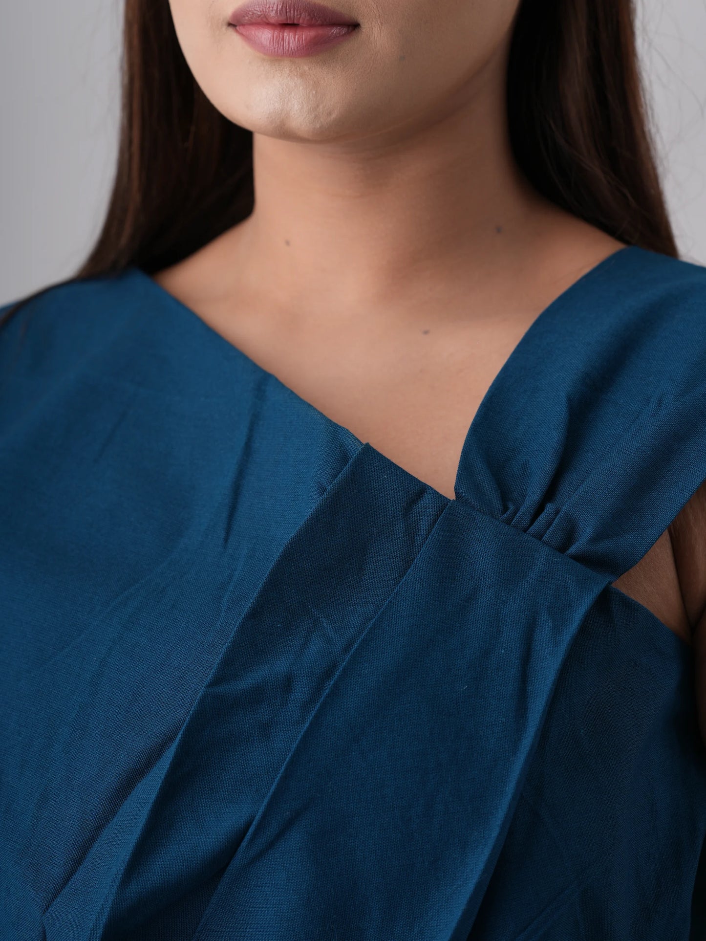 Women Royal Blue One Off Shoulder Top