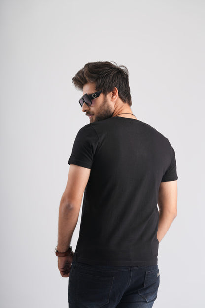 Winner Red Print Black Party-Wear T-Shirt