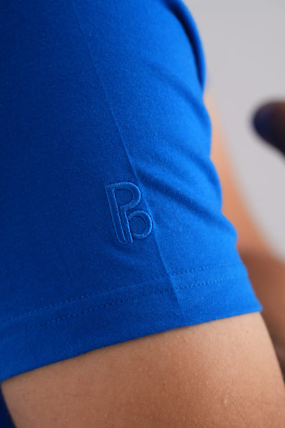 Blue Round Neck T-Shirt with Pablo Embroidery