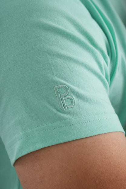 Sea green  Round Neck T-Shirt with Pablo Embroidery