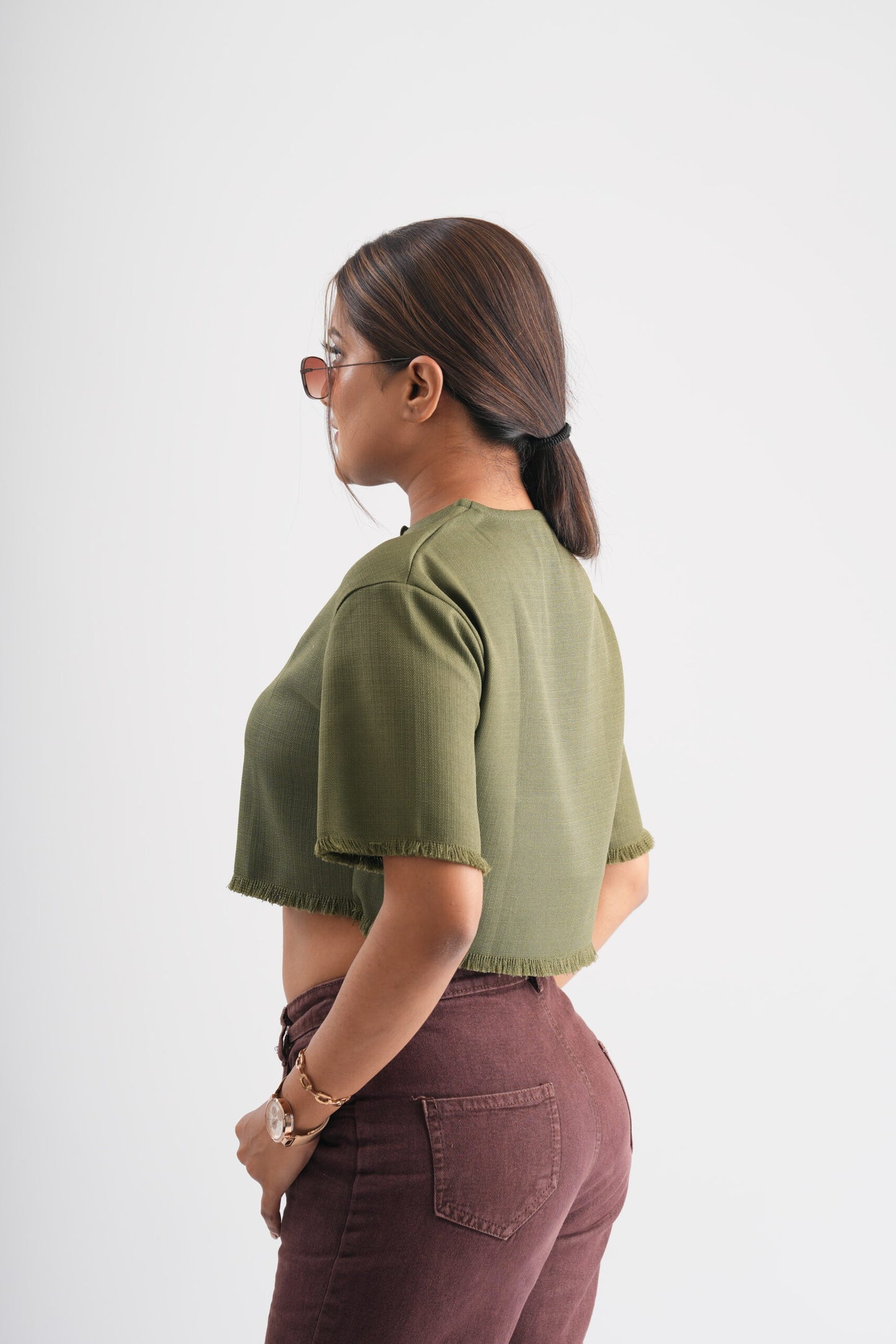 Women Sage Green Crop Top