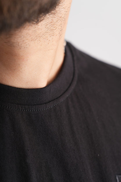 Black Round Neck T-Shirt with Pablo Embroidery
