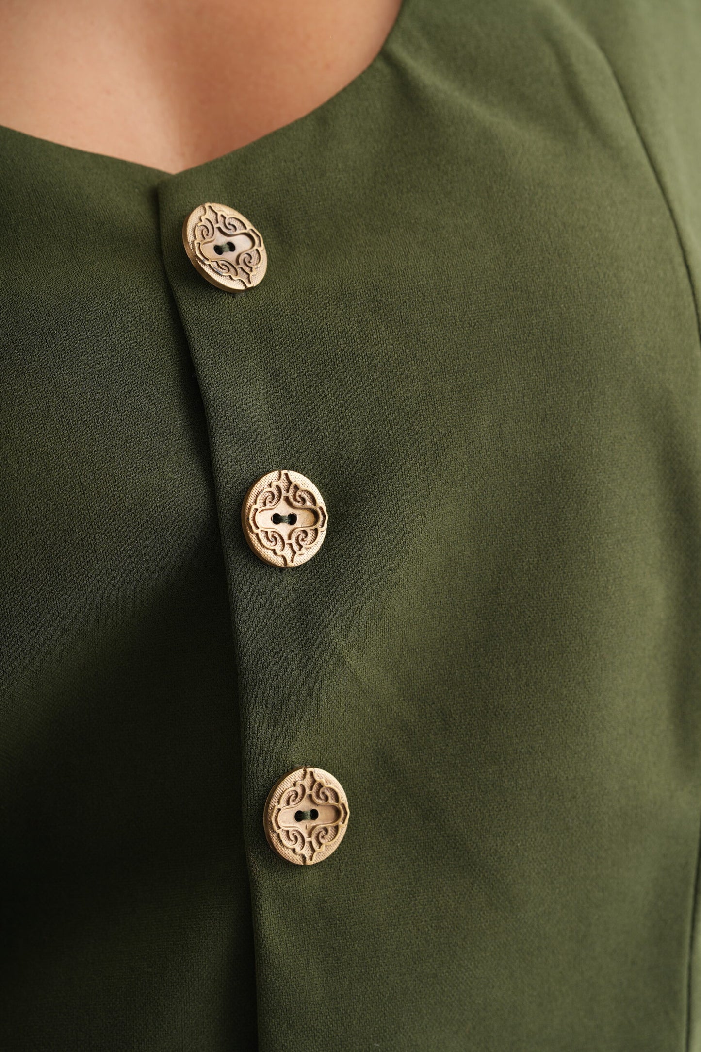 Women’s Olive Green Sleeveless Waistcoat