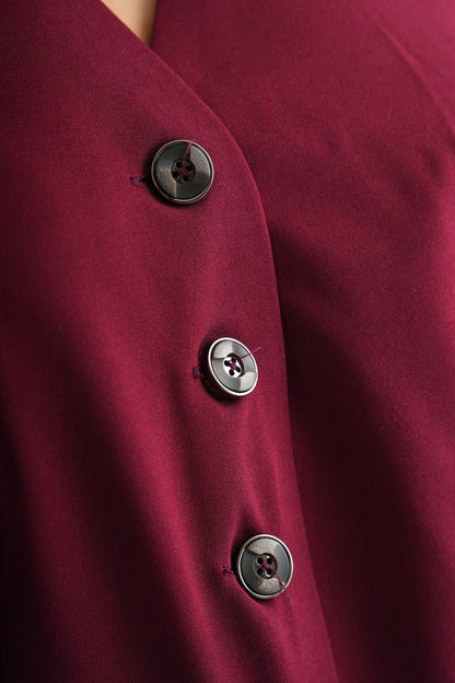 Women’s Crimson V-Neck Sleeveless Waistcoat