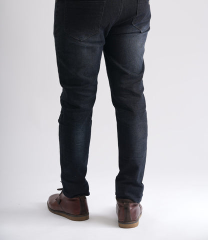 BLACK SHADED STRETCHABLE DISTRESSED SLIM FIT JEANS