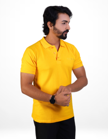 Yellow Polo T-Shirt with Cocktail Embroidery