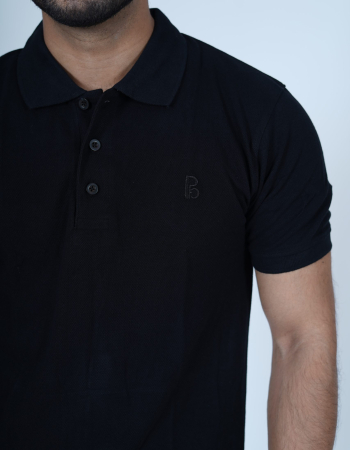 Black Polo T-Shirt with PB Embroidery