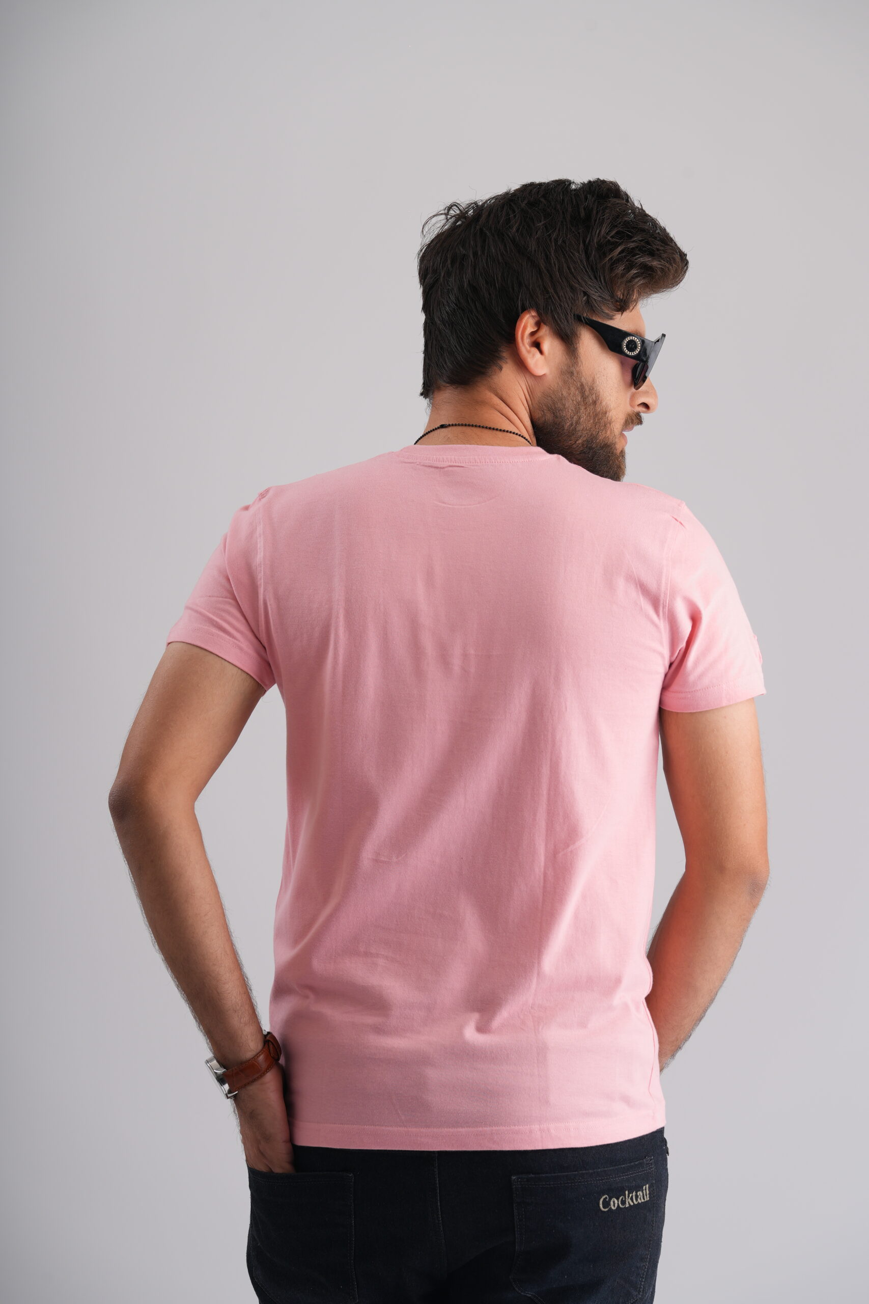 Back side round neck baby pink t-shirt