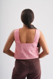 back view of the Flex Pink Crossbelt Halter Neck Top